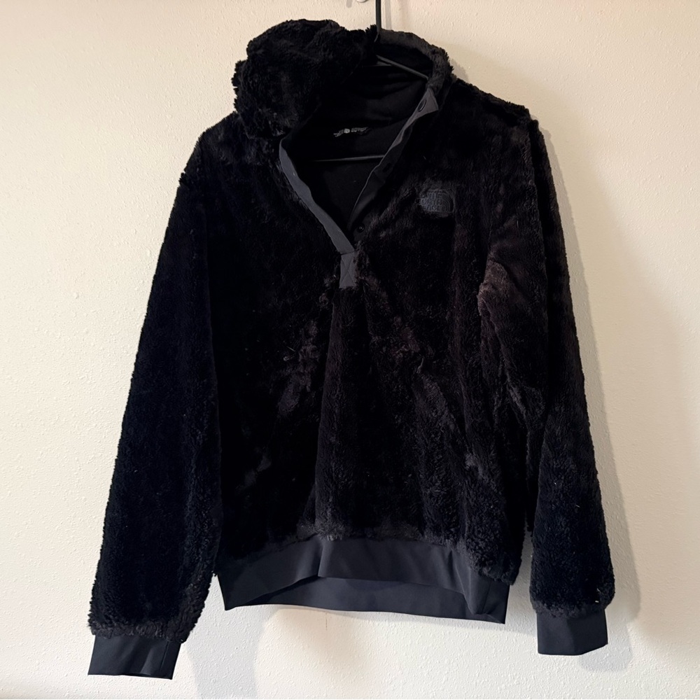 The North Face Teddy Fuzzy Jacket Black Medium Half Button Hooded